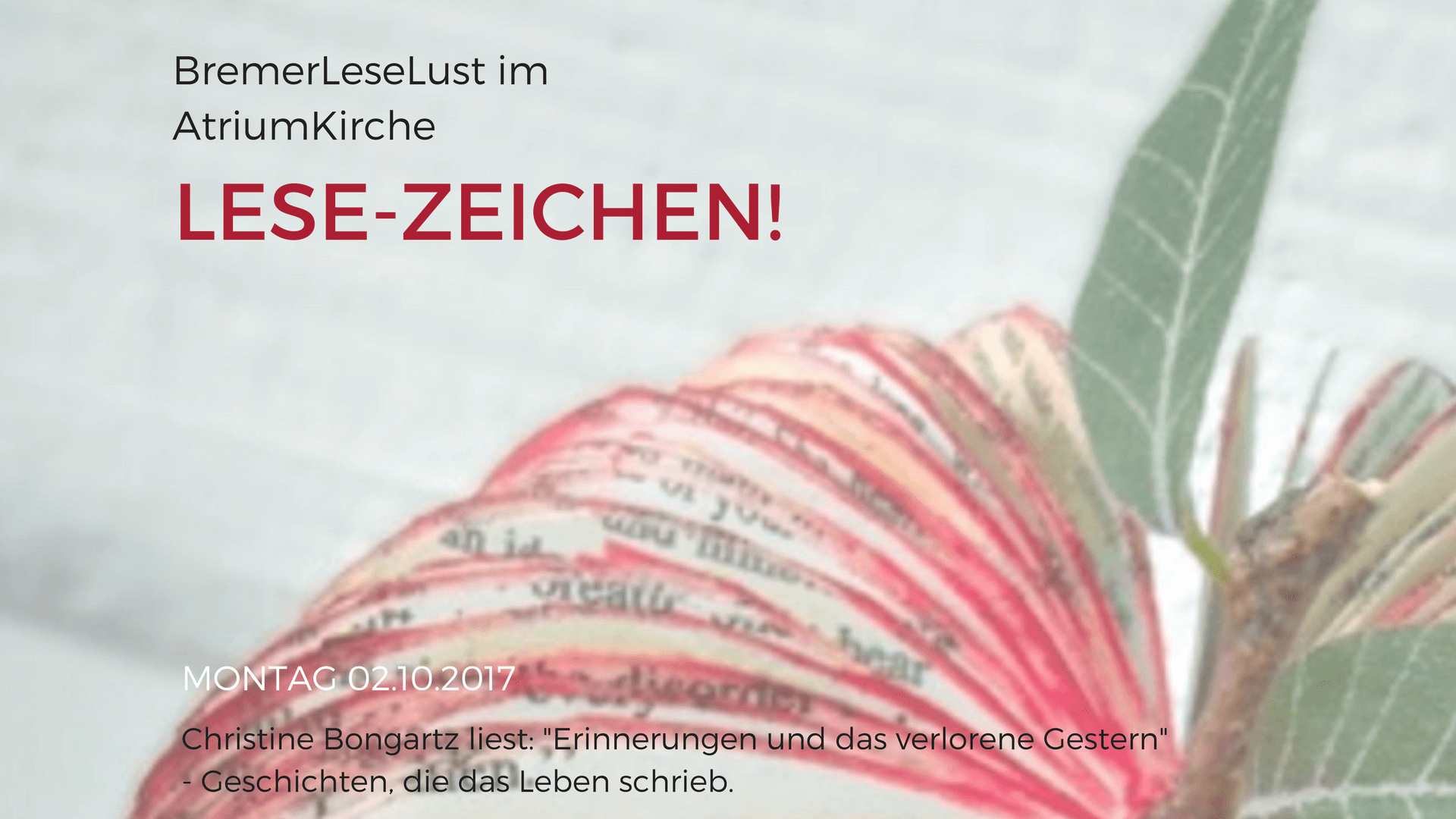 LESE-ZEICHEN ist eine Vorlesungsreihe mit Christine Bongartz und Christina Jocker